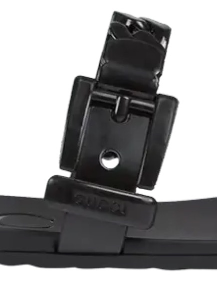 Gucci Black Glossy Rubber Slide Strap